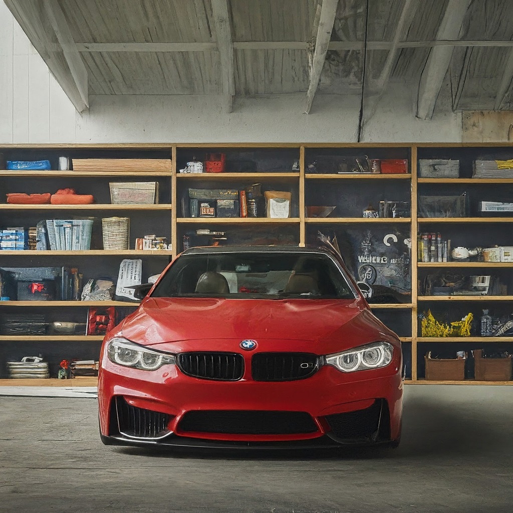 Red Car in a Garage